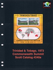 $1.00 Scott Value - 1973 TRINIDAD Commonwealth Summit s/s British CV MNH NH UMM