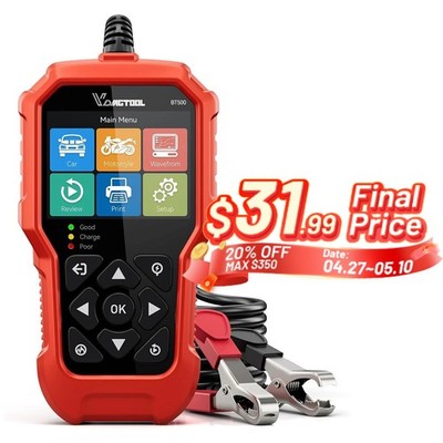 VDIAGTOOL BT500 100-3000 CCA Car Auto Load Battery Tester Tool Digital Analyzer