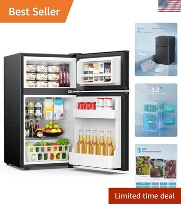 Mini Fridge with Freezer, 3.2 Cu.Ft Mini Refrigerator, Dorm Fridge with 2 Doo...