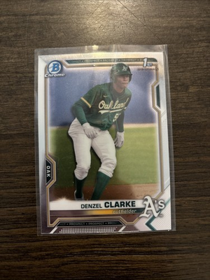 #ad #ad Denzel Clarke 2021 Bowman Draft Chrome 1st #BDC 128 Oakland Athletics QTY $1.99