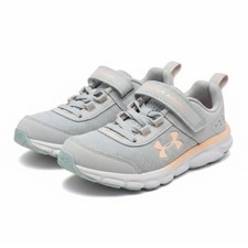    Under Armour Assert 9 A/C Running Shoes Gray Peach Blue Kids Hook Loop 13