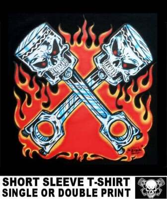OLD SCHOOL MUSCLE HOT ROD OUTLAW GASSER DRAG CAR BLOWER SKULL PISTONS T-SHIRT 15
