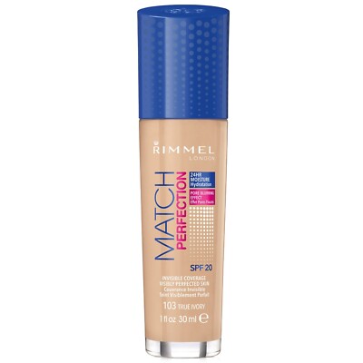 Rimmel London Match Perfection SPF18 Makeup 103 True Ivory 30 ml NEW NEU