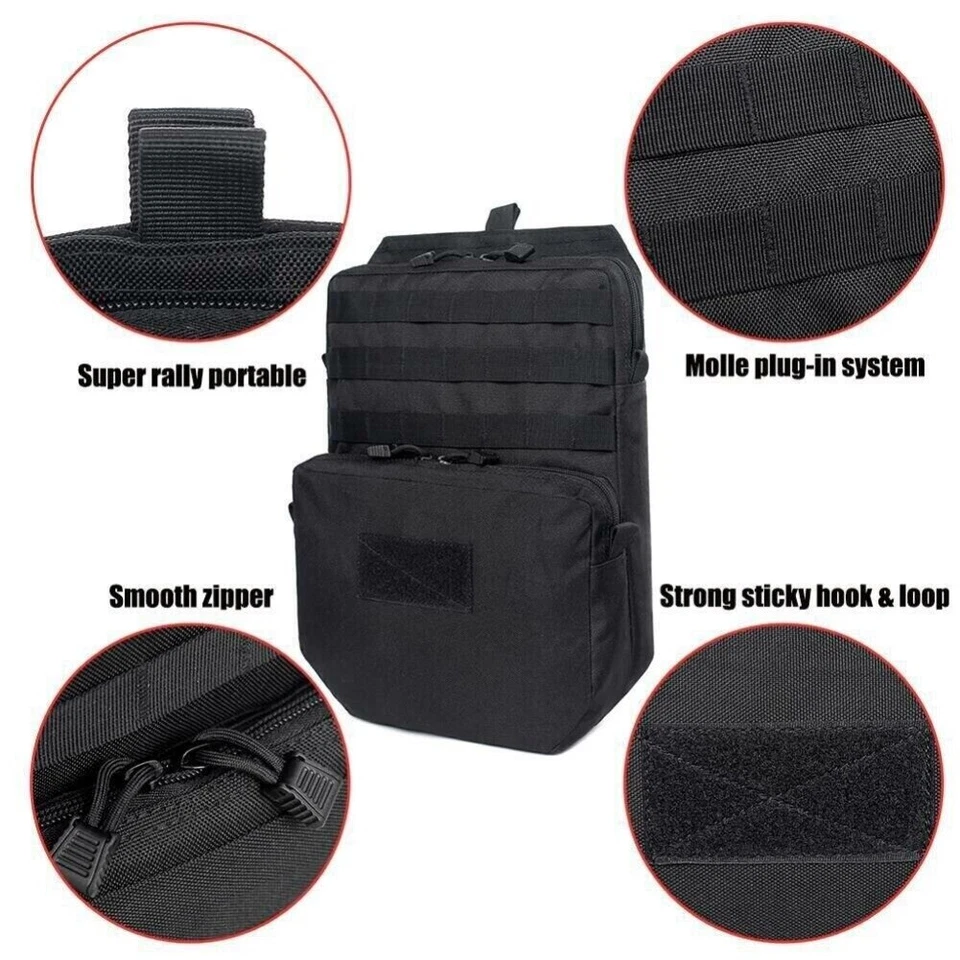 Tactical Hydration Pack Assault Molle Pouch Mini Airsoft Outdoor Sport Water Bag - Image 3 of 4