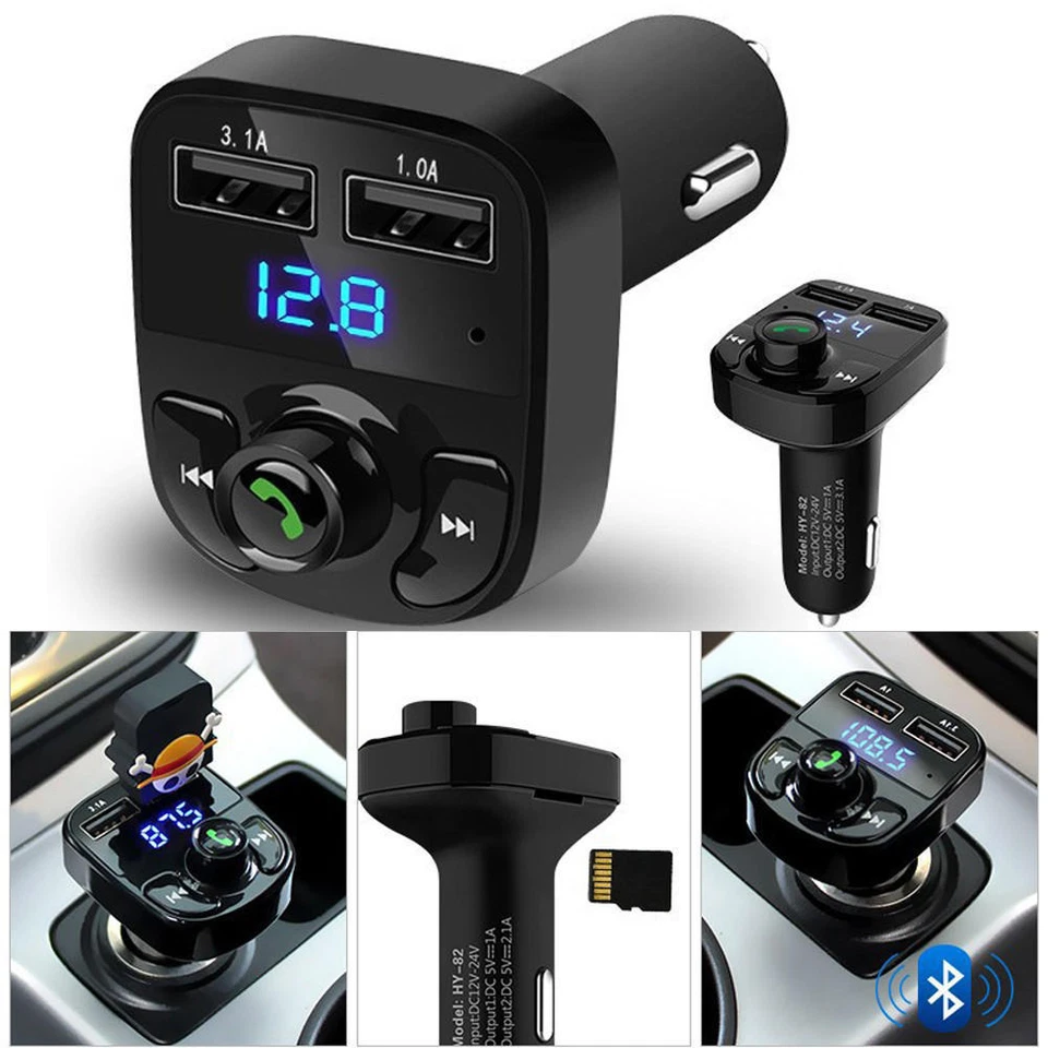 Kit Manos Libres Inalámbrico Bluetooth Coche Transmisor FM Radio Reproductor MP3 USB Cargador Foto 3 de 4