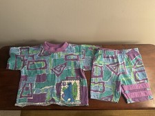 90  s Kids 2T Sesame Street Babies Cookie Monster Crop Top  Shorts Set Vintage