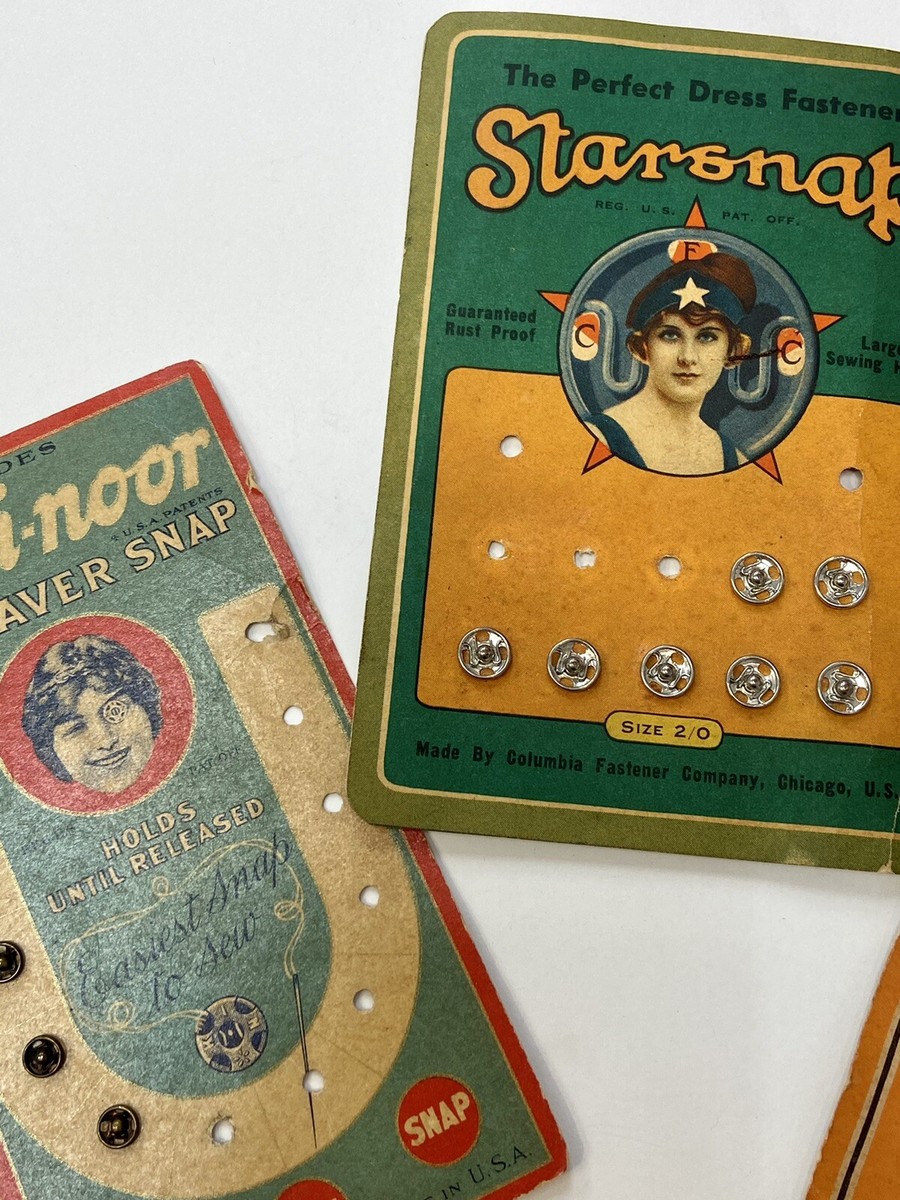Vintage 1920s 1940s Craft Sewing Buttons Snap Closures Lot Of 3