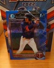 2022 CARLOS AGUIAR BOWMAN CHROME 1st BLUE SHIMMER RC /150