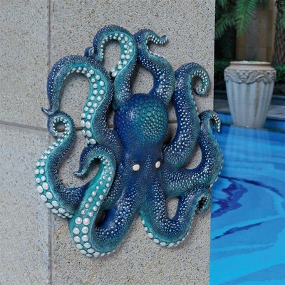 Release the Kraken Blue Reef Nautical Ocean Octopus Tentacled Wall Sculpture
