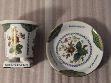 Vintage LJ Japan, Footed Porecelain Cup & Saucer With Floral Pattern.