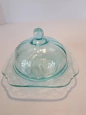 BUTTER DISH & LID, HAND BLOWN