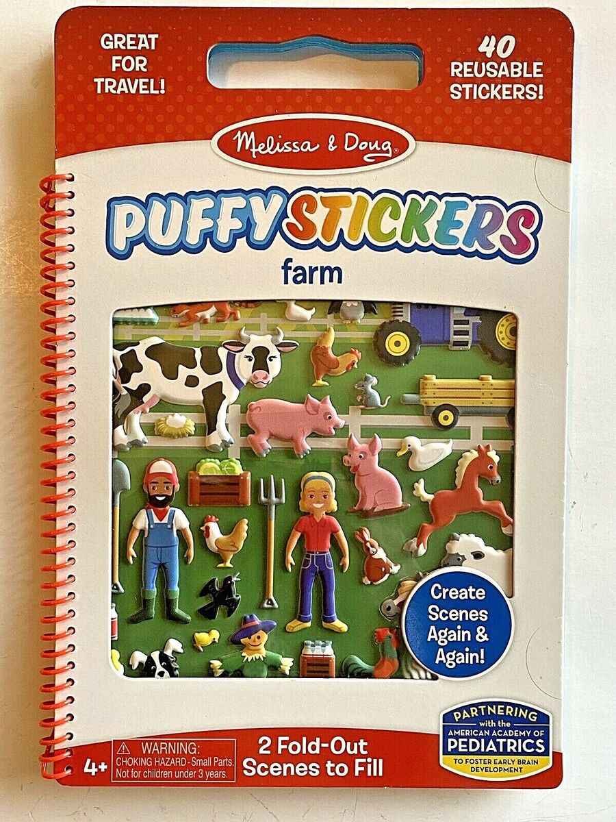 Melissa & Doug Farm Sticker Play Set 40 Puffy Pretend Kids Toddler