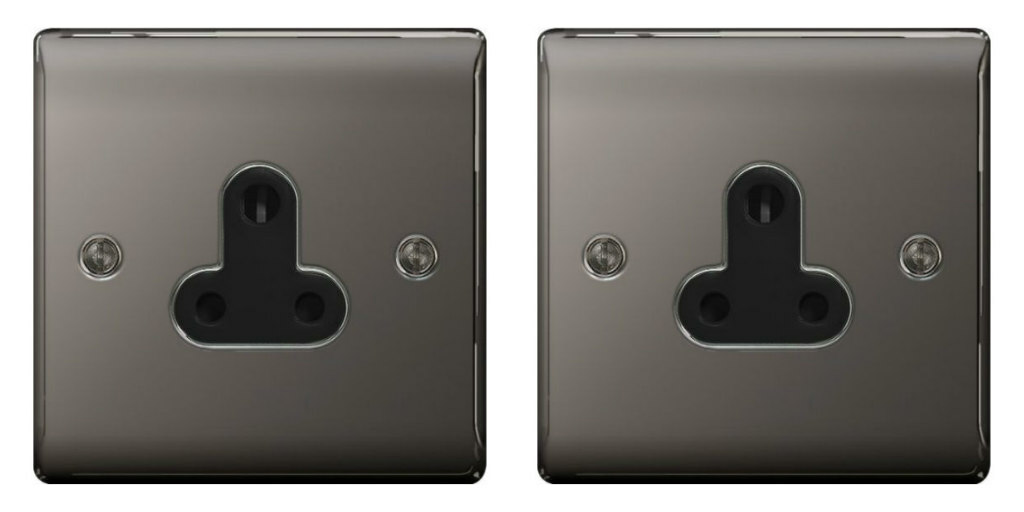 2 x BG Nexus NBN29B Unswitched Sockets Roundpin 5 Amp - 1 Gang Black Nickel