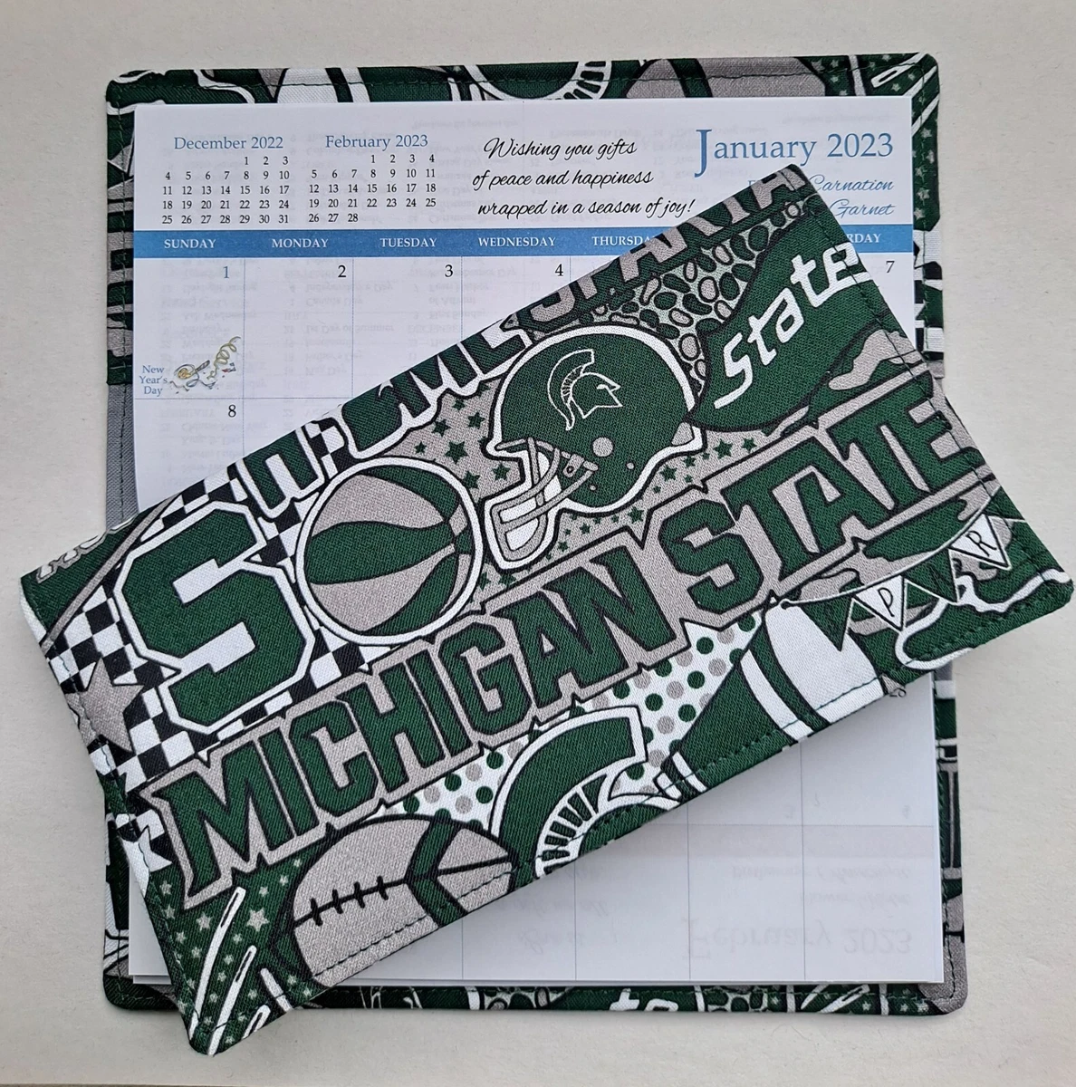 Cotton Fabric Michigan State Spartans 2024-25 Pocket Calendar & Appointment Book | eBay Cotton Fabric Michigan State Spartans 2024-25 Pocket Calendar & Appointment Book | eBay
