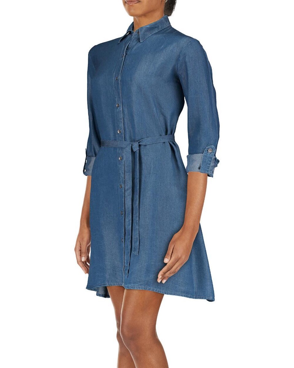 Splendid - XS - NWT $188 - Medium Wash Denim Colored Chambray A-Line Shirt  Dress