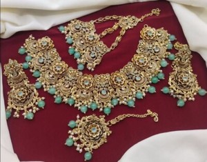 Authentic Pakistani Bollywood Wedding Heavy Bridal Gold Plated Jewelery For Women