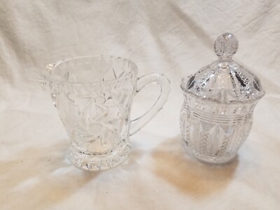 Brilliant Cut Glass CRYSTAL Creamer & Sugar Bowl with Lid (Waterford? Princess?)