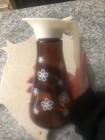 Vintage THATCHER Brown Glass White Floral Daisy Syrup 16 oz Dispenser — photo 4