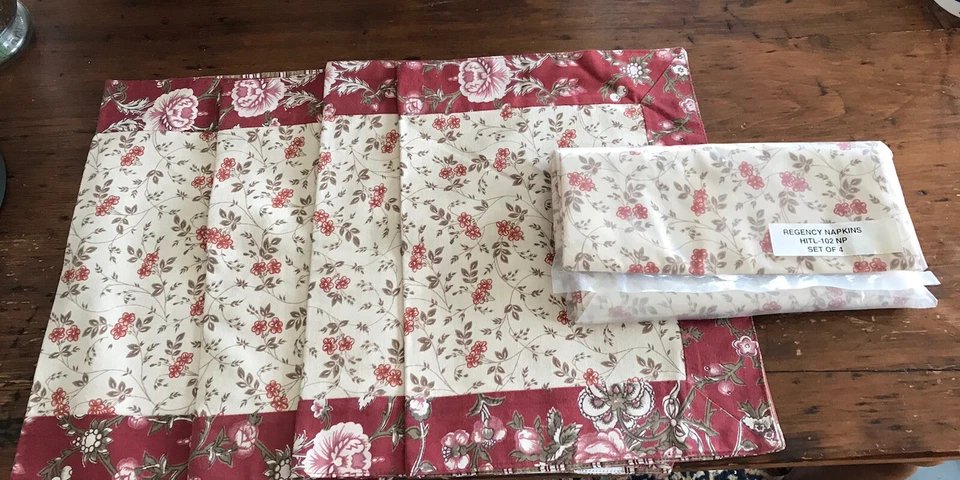 Victorian Heart Brand India 4 Place Mats 4 Napkins NEW Floral Regency Cotton - Image 2 of 4