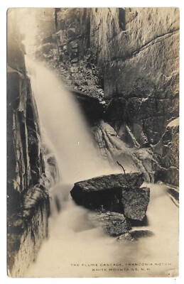 1918-1930 RPPC White Mountains NH Flume Cascade Franconia Notch Vintage Postcard