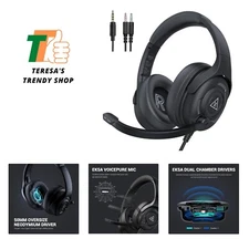 E4 AirComfy Headsets with Microphone Noise Cancelling, Over-Ear PC Headphones...