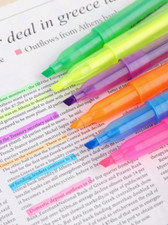 6pcs Fluorescent Highlighter Pens - Colorful, Bold, Large Capacity Markers-NEW
