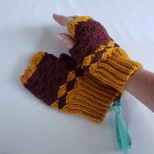 Crochet Fingerless Mitts Gamer Tech Gloves Handmade USA Relaxed Fit Autumn Color