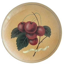 Vintage Decorative Plate Cherries Design Round Tray Wall Decor