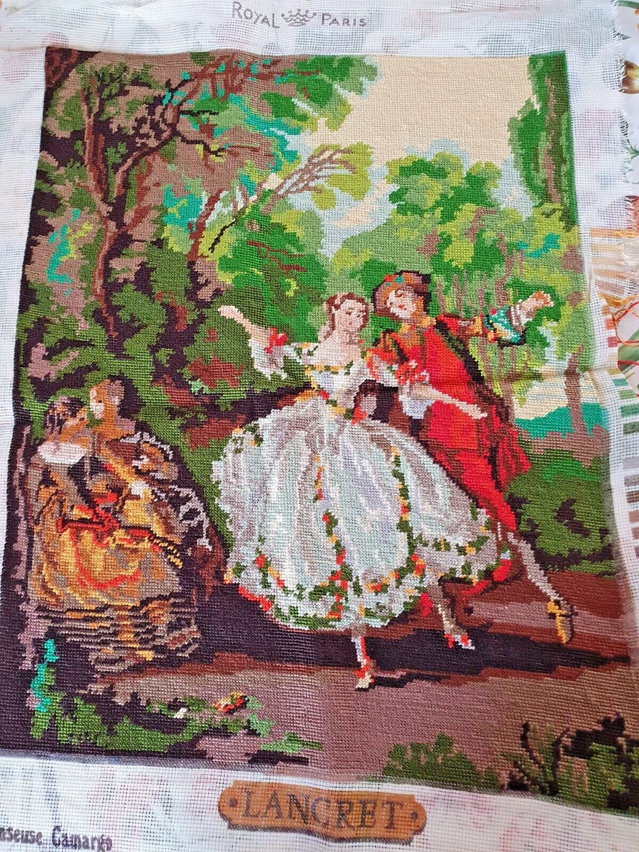 ANCIENNE BRODERIE CADRE Religieux Vierge Marie Tissu Sur Bois