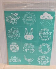 Hello Spring Minis Chalk Couture Transfer Stencil Easter Birds Flowers Rain NEW