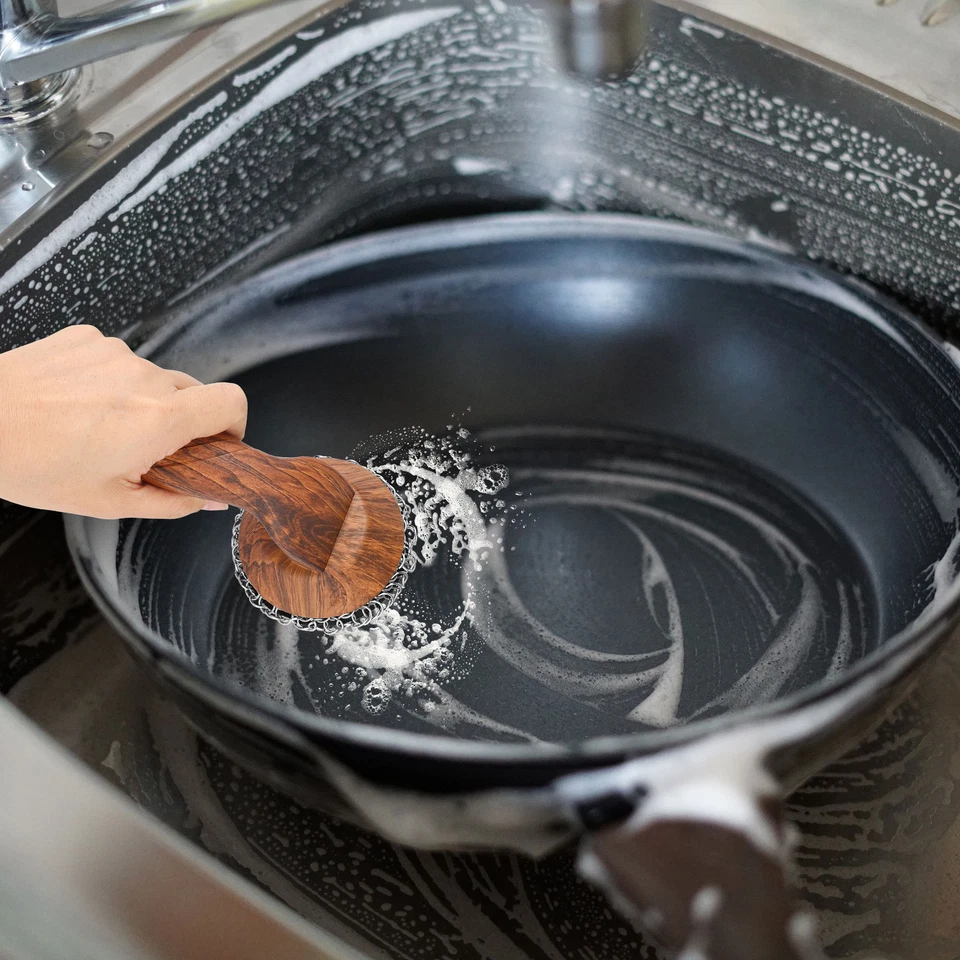 Limpiador de hierro fundido, fregador de cota de malla de acero inoxidable para sartén parrilla sartén Foto 2 de 4