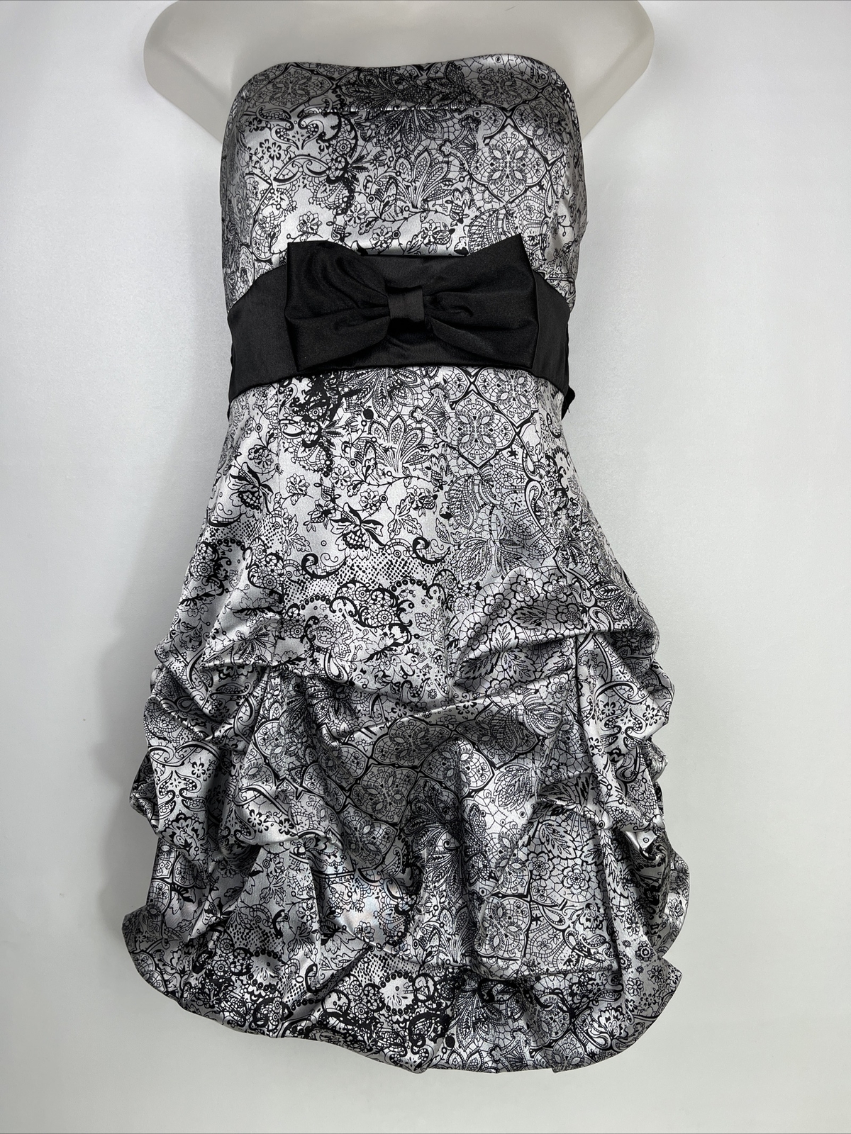 Ruby Rox Semiformal Satin Silver Black Bow Gather… - image 5