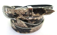 Western Hatband Black  White Genuine Python Snake Skin with 3 Pc Buckle Set