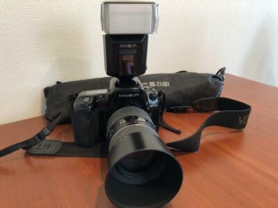 MINOLTA film camera α-807si + standard & zoom lens + strobe etc