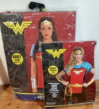DC Wonder Woman 5 Pc Costume Adult Shirt, Belt, Cuffs, Headband Size S/M