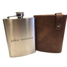 John Varvatos Stainless Steel Flask w/ Leathe...
