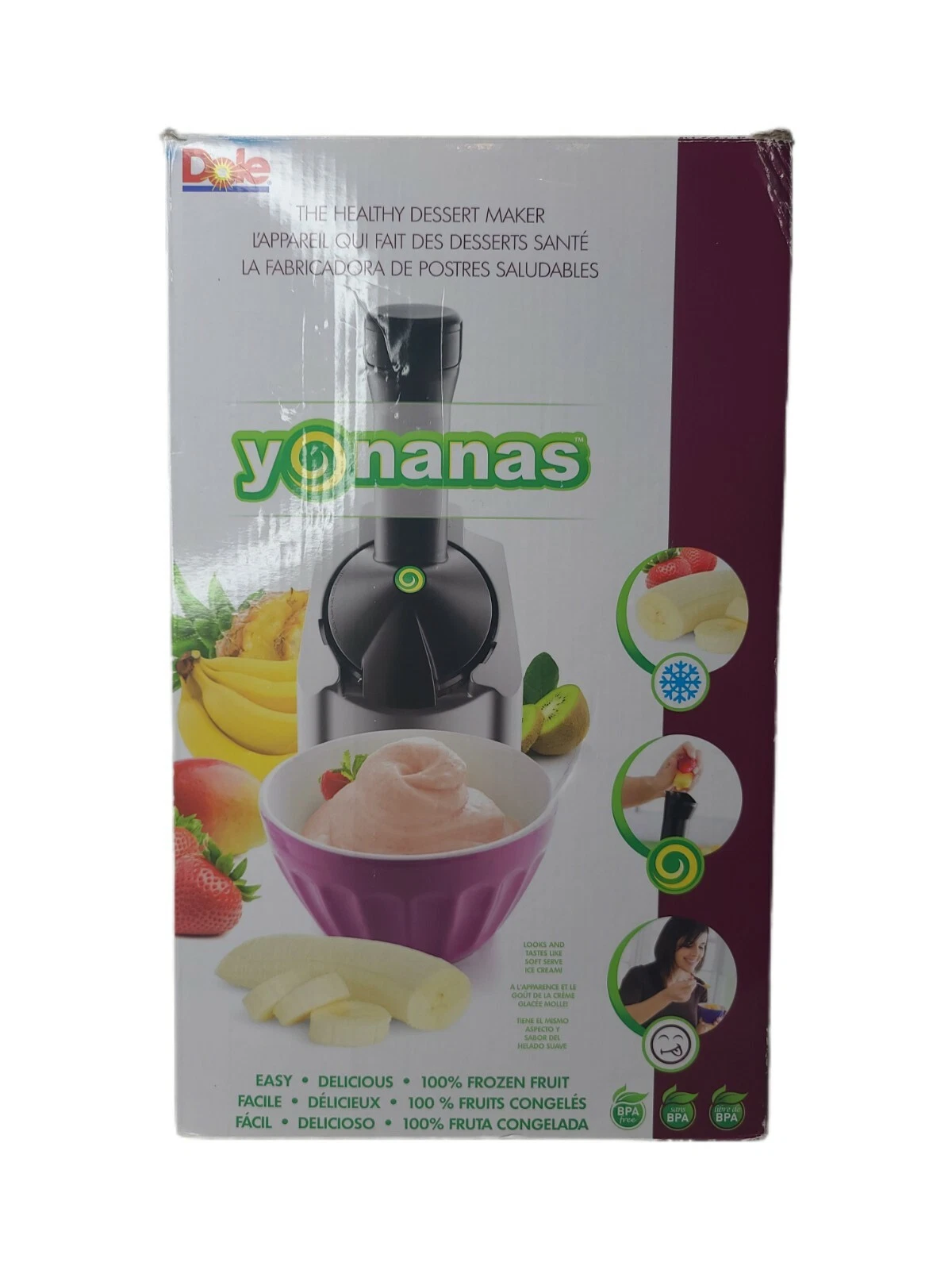 Dole Yonanas Electric Healthy Frozen Fruit Dessert Treat Maker - NEW Open Box