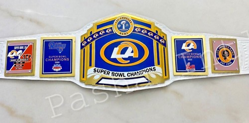 Los Angeles Rams Superbowl Championship Leather title belt Adult size 2mm 4mm - Picture 3 of 3