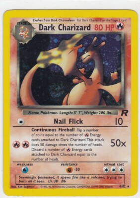 POKEMON DARK CHARIZARD HOLO 4/82 ORIGINAL SERIES TEAM ROCKET UN