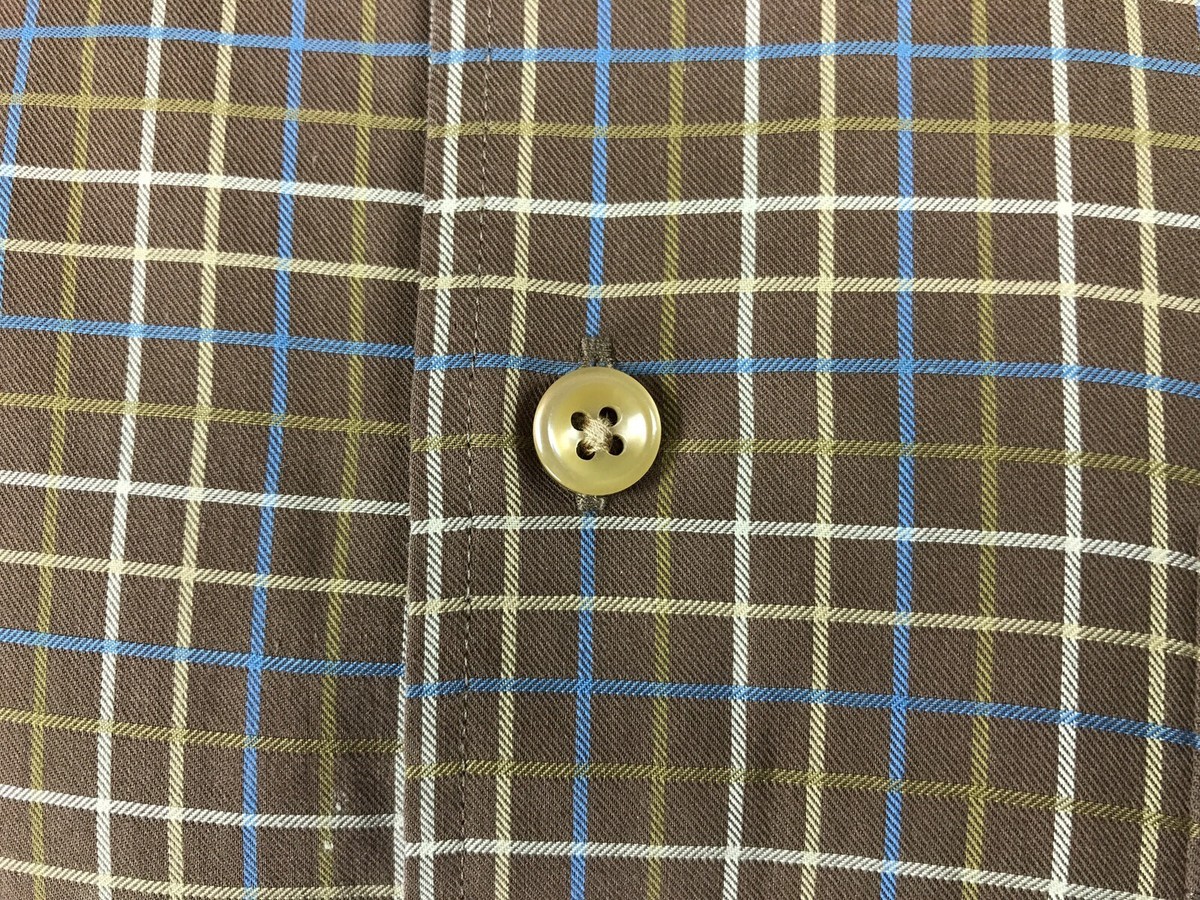 Chemise Scott Barber à Carreaux Pour Homme - Taille M - Coton - Moka/Beige - Très Bon état