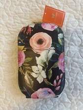 Monarque Pink Floral on Black Crossbody Bag