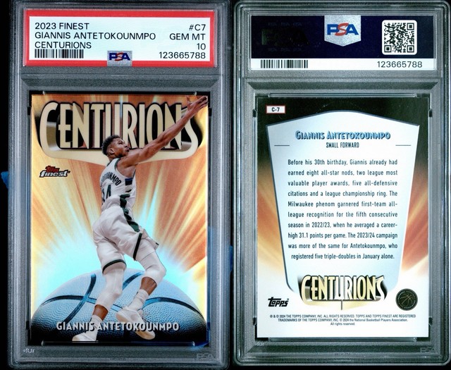 2023-24 Topps Finest Centurions #C7 Giannis Antetokounmpo SSP CASE HIT PSA 10