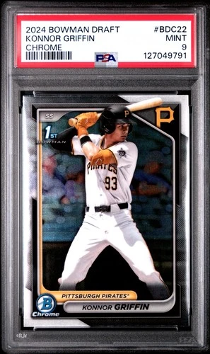 KONNOR GRIFFIN 2024 Bowman Chrome Draft #BDC22 PITTSBURGH PIRATES PSA 9
