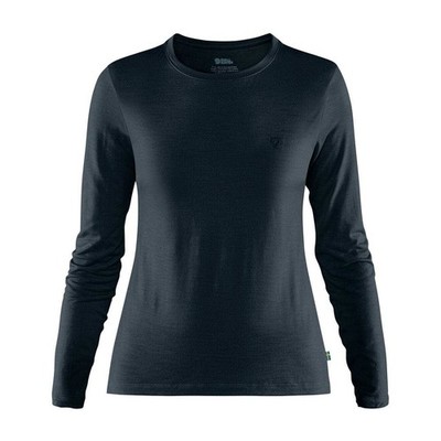 Fjallraven Womens Abisko Wool LS Base Layer T-Shirt Dark Navy
