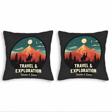 Set of 2 18x18in Throw Pillow Covers - Scenic Mountain Landscape Design 
