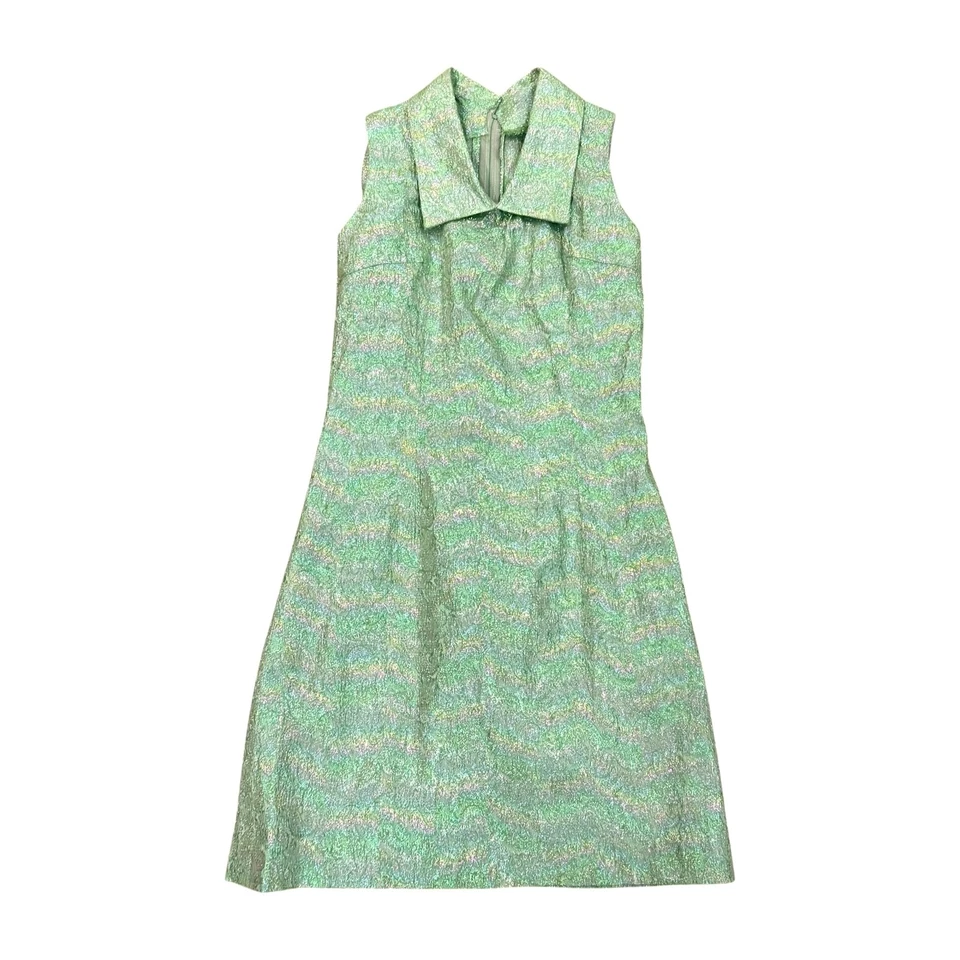 Vintage 60’s PSYCHEDELIC PARTY DRESS XS Paisley Metallic Mid Century Cocktail - Image 2 of 4