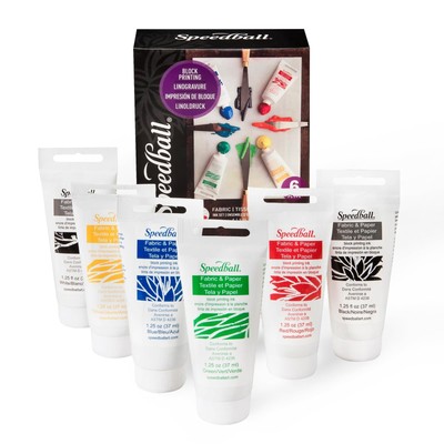 Block Printing Ink Set - 6 Colors for Fabric and Paper - Water Soluble Oil Based