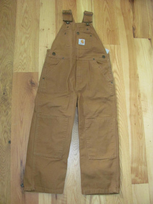 Carhartt RN13706 NEW Brown Canvas Bib Overall  Double Knee Youth Kids 5 (KD1-T)