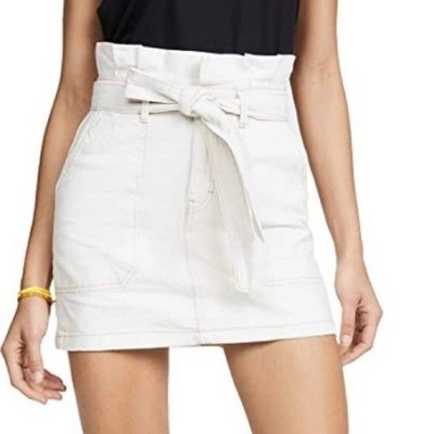 Free People Splendor The Grass Skirt Denim Skirt Natural cream 2 women Jean belt