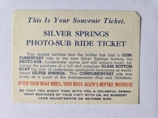 Silver Springs 1950's VintagePhoto Submarine Ride Ticket Stub Ross Allen Florida
